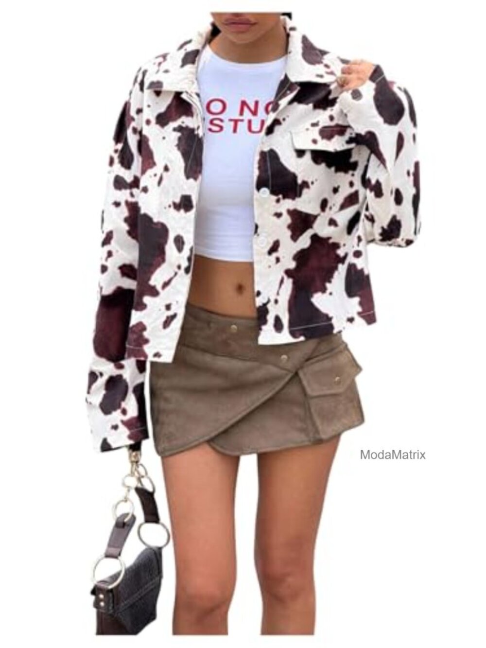 Plus Size Cow Print Button Down Shacket Long Sleeve Casual Jacket